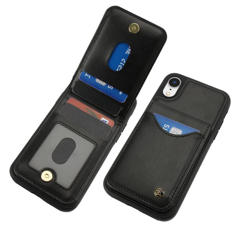 For iPhone XR AwQuer Vertical Flip Card Bag Holder Leather Phone Case
