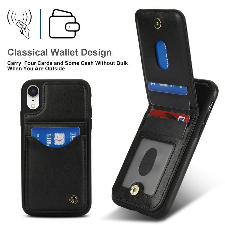 For iPhone XR AwQuer Vertical Flip Card Bag Holder Leather Phone Case