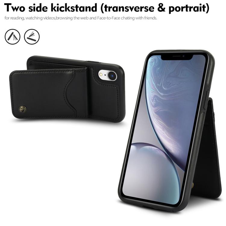 For iPhone XR AwQuer Vertical Flip Card Bag Holder Leather Phone Case