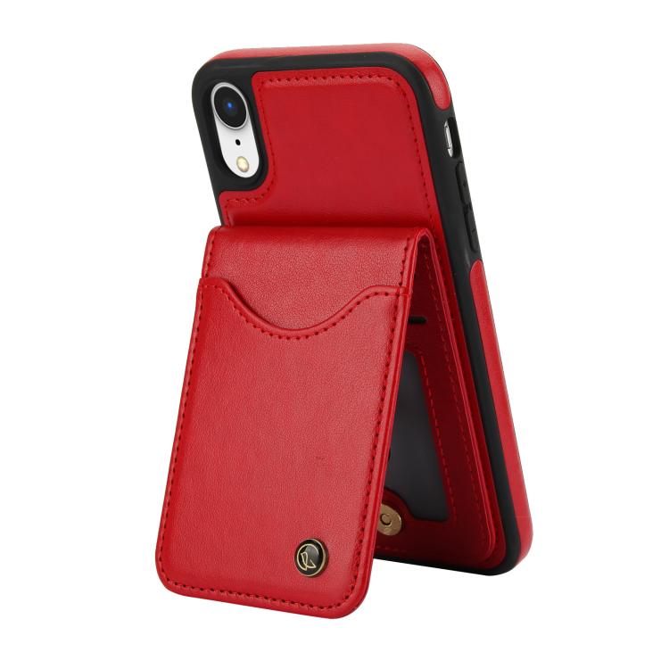 For iPhone XR AwQuer Vertical Flip Card Bag Holder Leather Phone Case