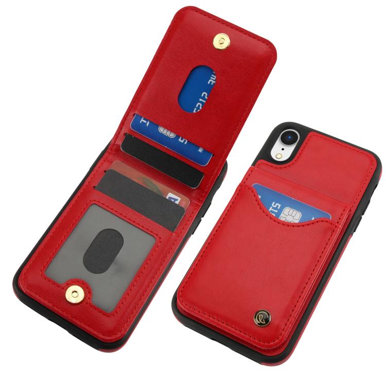For iPhone XR AwQuer Vertical Flip Card Bag Holder Leather Phone Case