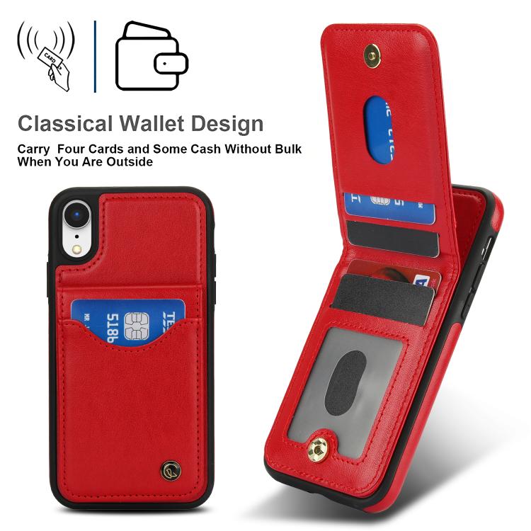 For iPhone XR AwQuer Vertical Flip Card Bag Holder Leather Phone Case