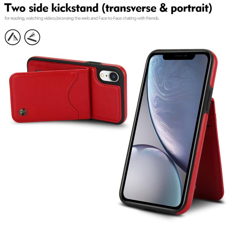 For iPhone XR AwQuer Vertical Flip Card Bag Holder Leather Phone Case