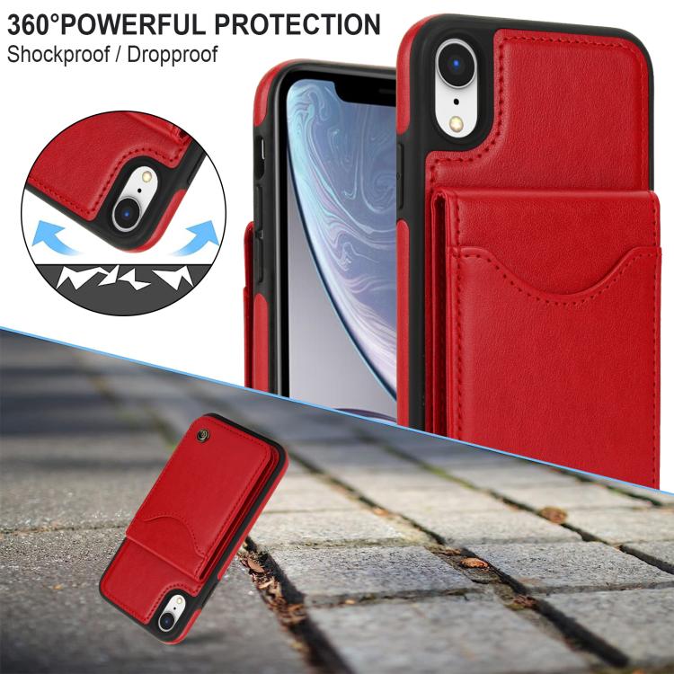 For iPhone XR AwQuer Vertical Flip Card Bag Holder Leather Phone Case