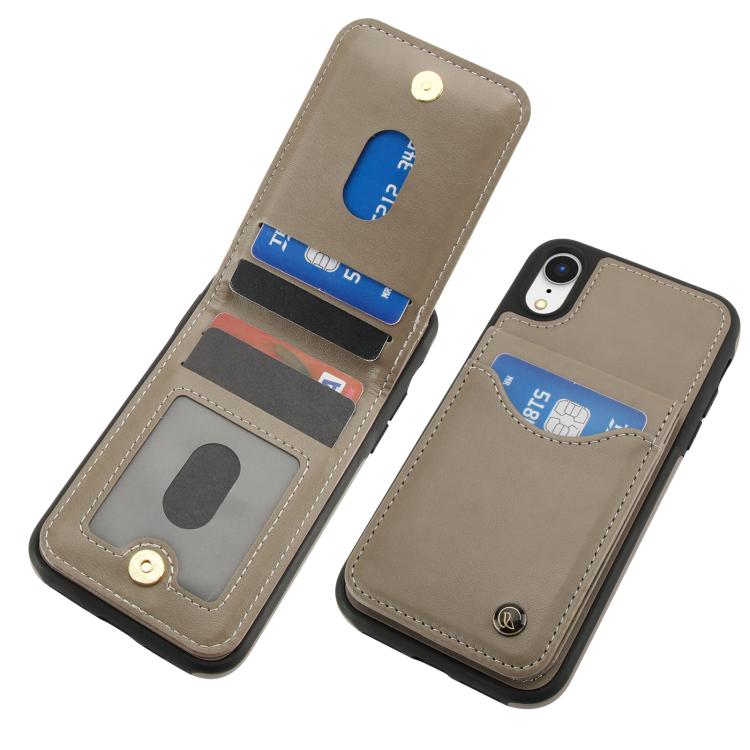 For iPhone XR AwQuer Vertical Flip Card Bag Holder Leather Phone Case