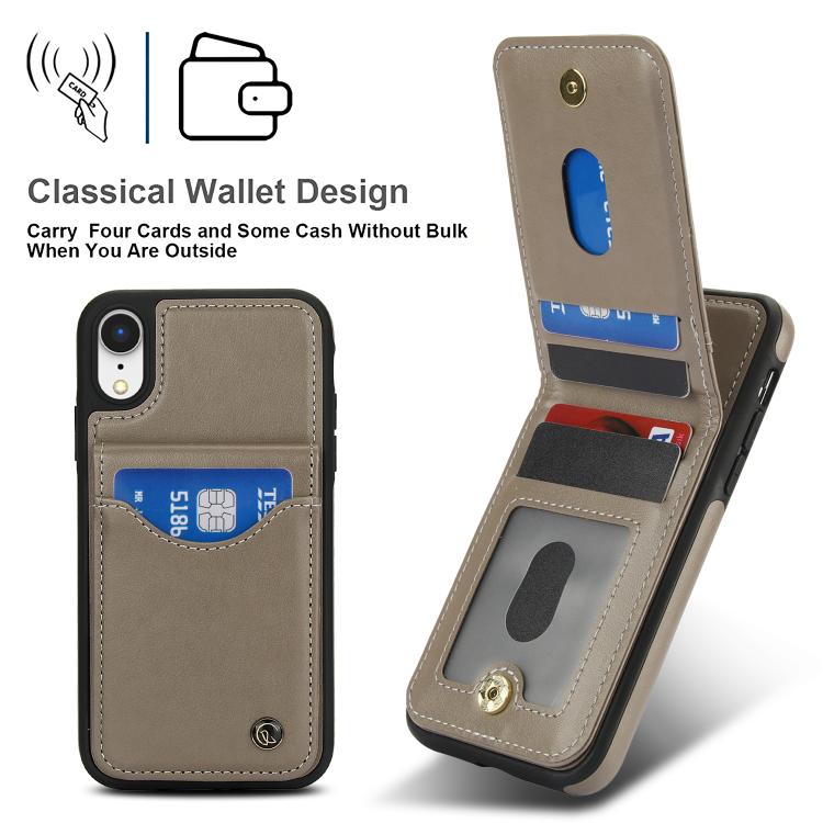 For iPhone XR AwQuer Vertical Flip Card Bag Holder Leather Phone Case
