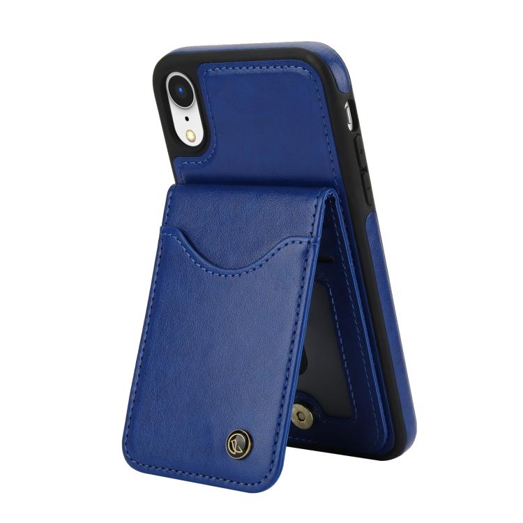 For iPhone XR AwQuer Vertical Flip Card Bag Holder Leather Phone Case