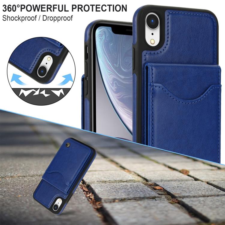 For iPhone XR AwQuer Vertical Flip Card Bag Holder Leather Phone Case