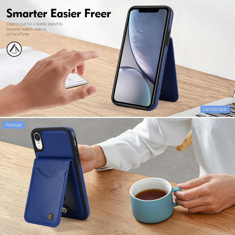 For iPhone XR AwQuer Vertical Flip Card Bag Holder Leather Phone Case