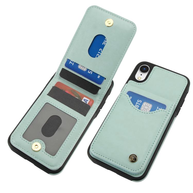 For iPhone XR AwQuer Vertical Flip Card Bag Holder Leather Phone Case