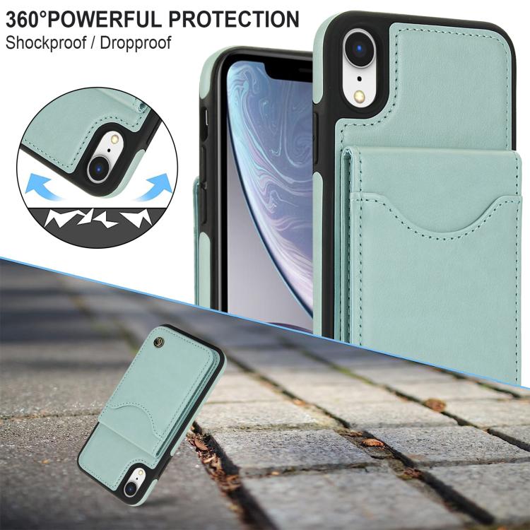 For iPhone XR AwQuer Vertical Flip Card Bag Holder Leather Phone Case