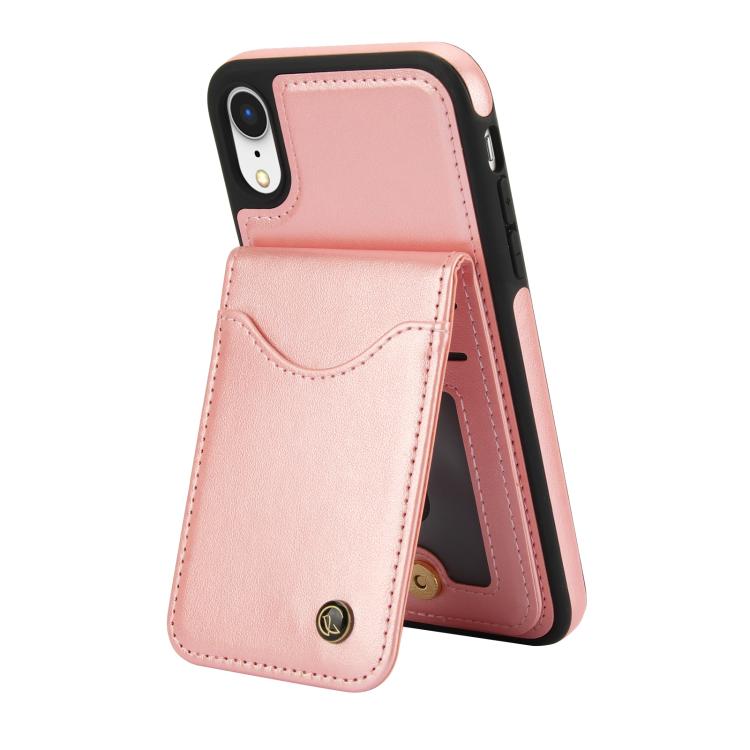 For iPhone XR AwQuer Vertical Flip Card Bag Holder Leather Phone Case