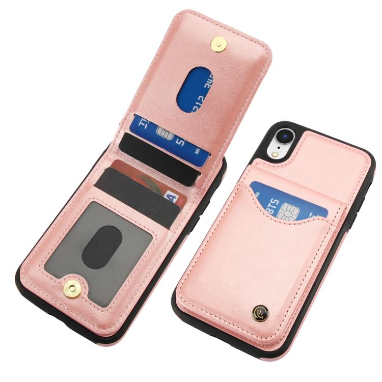 For iPhone XR AwQuer Vertical Flip Card Bag Holder Leather Phone Case