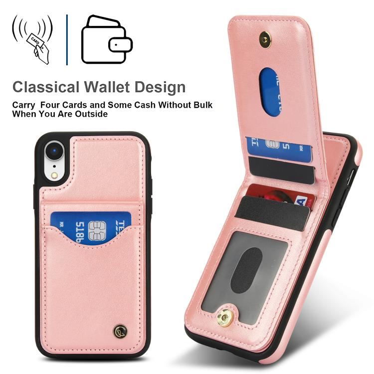 For iPhone XR AwQuer Vertical Flip Card Bag Holder Leather Phone Case