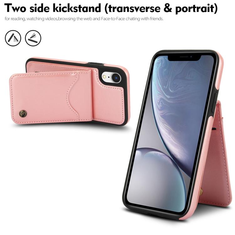 For iPhone XR AwQuer Vertical Flip Card Bag Holder Leather Phone Case