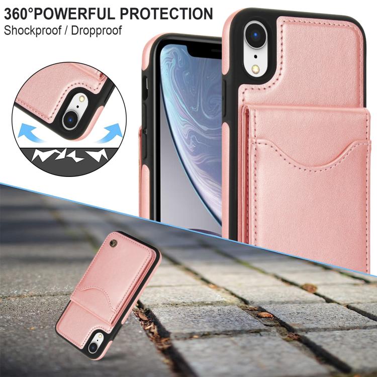 For iPhone XR AwQuer Vertical Flip Card Bag Holder Leather Phone Case