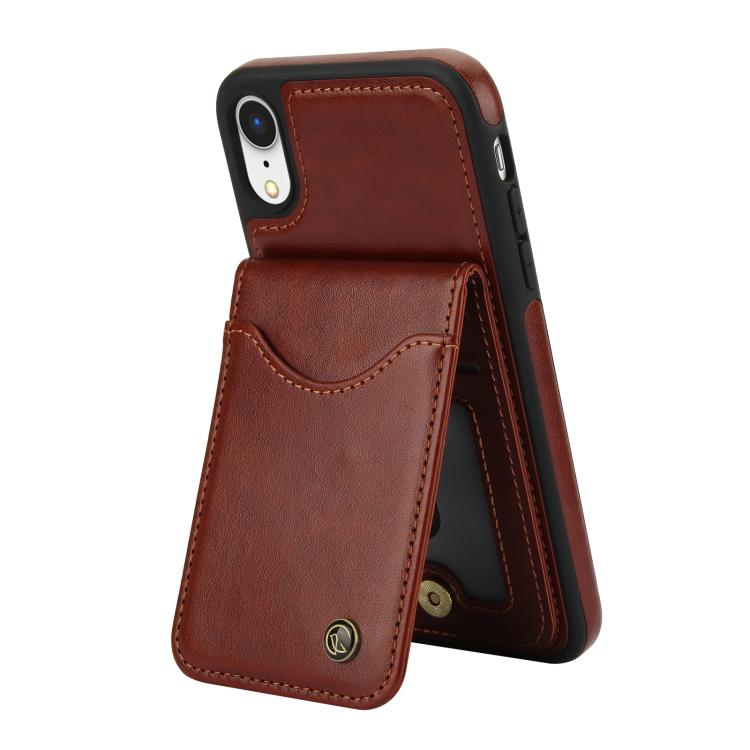 For iPhone XR AwQuer Vertical Flip Card Bag Holder Leather Phone Case