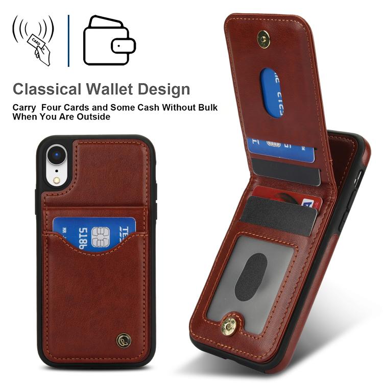 For iPhone XR AwQuer Vertical Flip Card Bag Holder Leather Phone Case