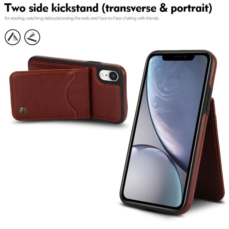For iPhone XR AwQuer Vertical Flip Card Bag Holder Leather Phone Case