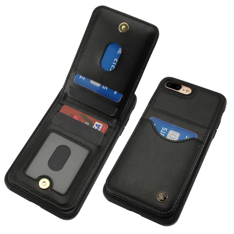 For iPhone 7 Plus / 8 Plus AwQuer Vertical Flip Card Bag Holder Leather Phone Case