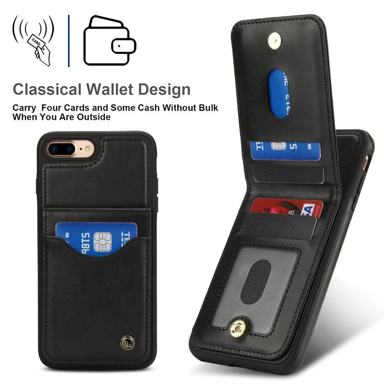 For iPhone 7 Plus / 8 Plus AwQuer Vertical Flip Card Bag Holder Leather Phone Case