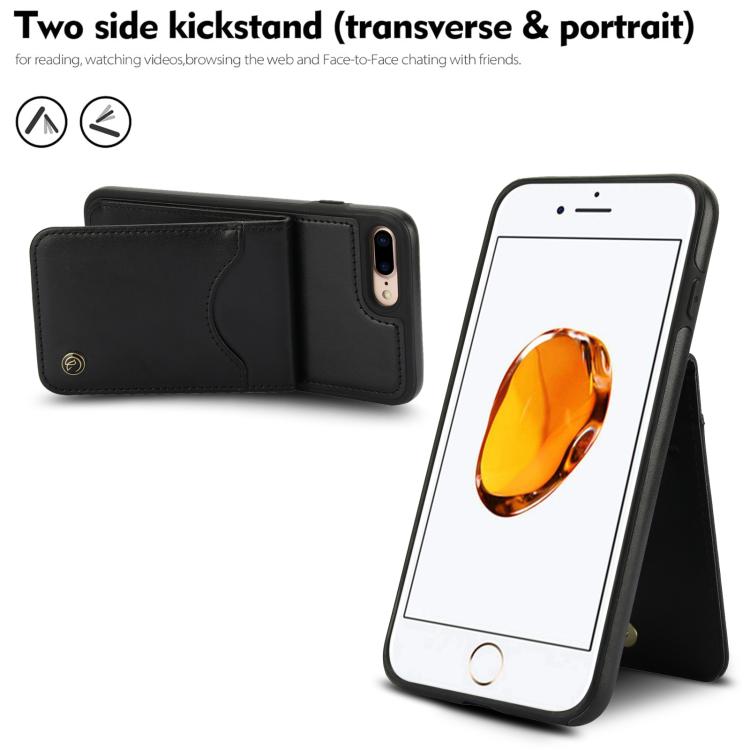 For iPhone 7 Plus / 8 Plus AwQuer Vertical Flip Card Bag Holder Leather Phone Case