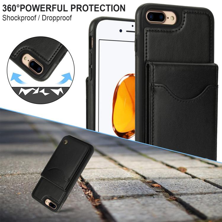 For iPhone 7 Plus / 8 Plus AwQuer Vertical Flip Card Bag Holder Leather Phone Case
