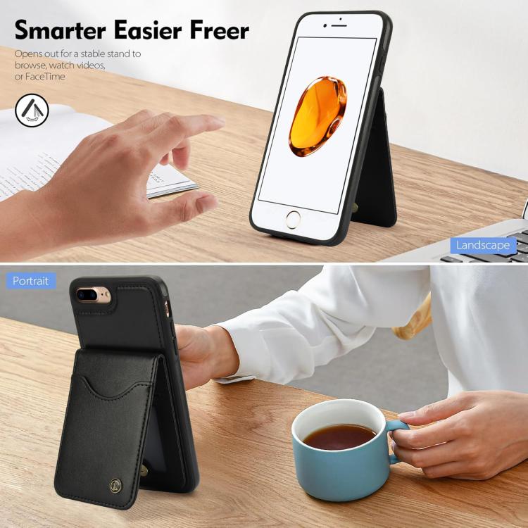 For iPhone 7 Plus / 8 Plus AwQuer Vertical Flip Card Bag Holder Leather Phone Case
