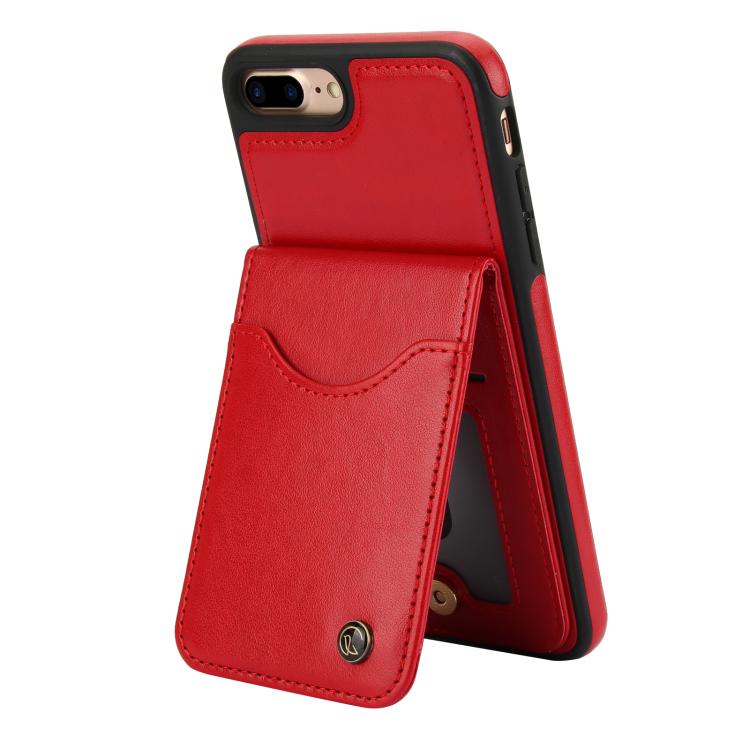 For iPhone 7 Plus / 8 Plus AwQuer Vertical Flip Card Bag Holder Leather Phone Case