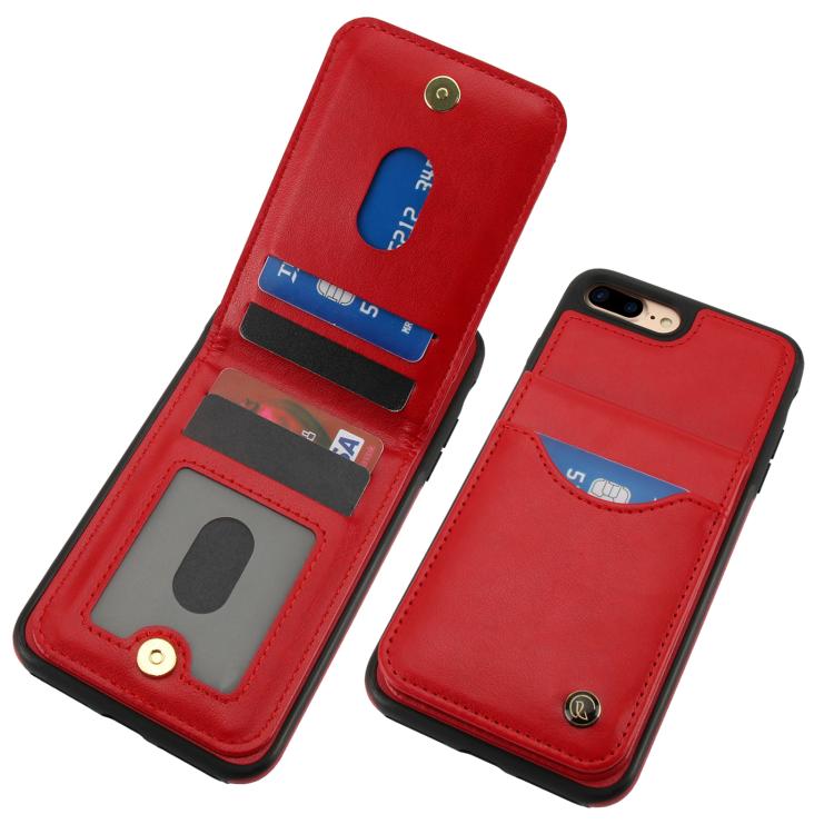 For iPhone 7 Plus / 8 Plus AwQuer Vertical Flip Card Bag Holder Leather Phone Case