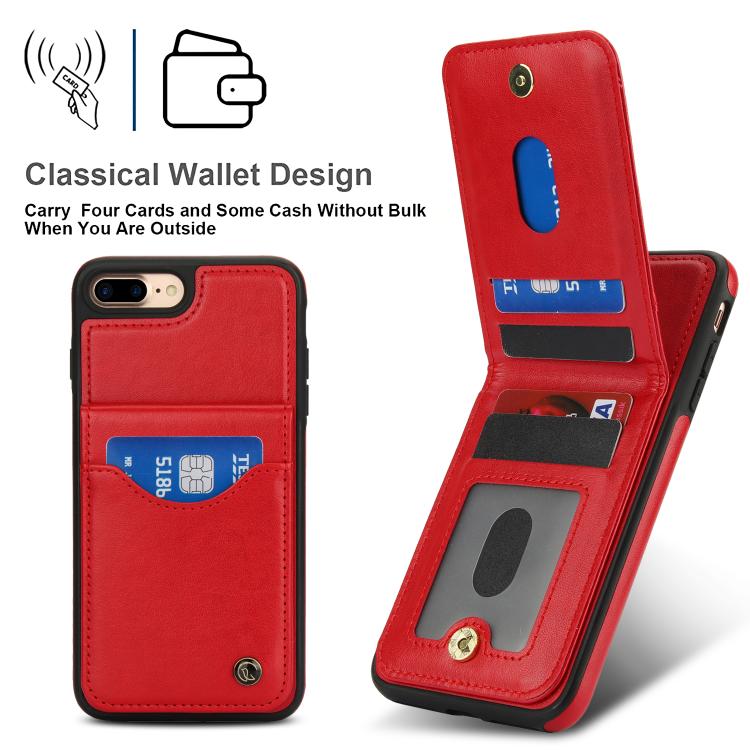 For iPhone 7 Plus / 8 Plus AwQuer Vertical Flip Card Bag Holder Leather Phone Case