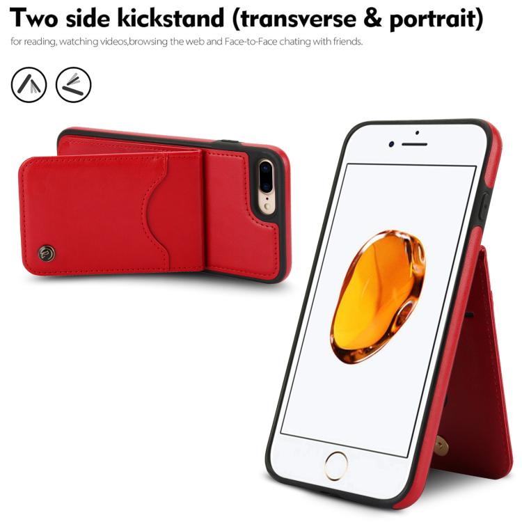 For iPhone 7 Plus / 8 Plus AwQuer Vertical Flip Card Bag Holder Leather Phone Case