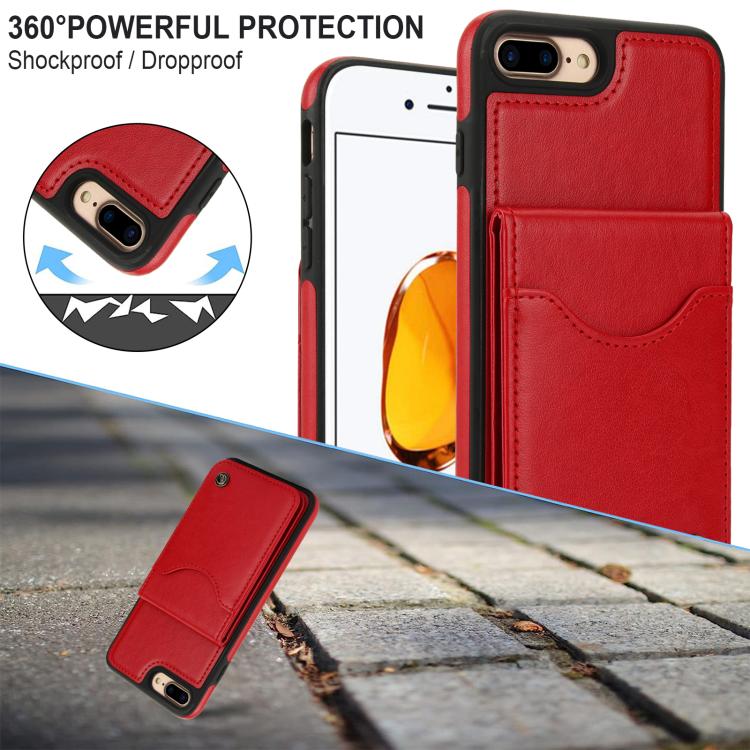 For iPhone 7 Plus / 8 Plus AwQuer Vertical Flip Card Bag Holder Leather Phone Case