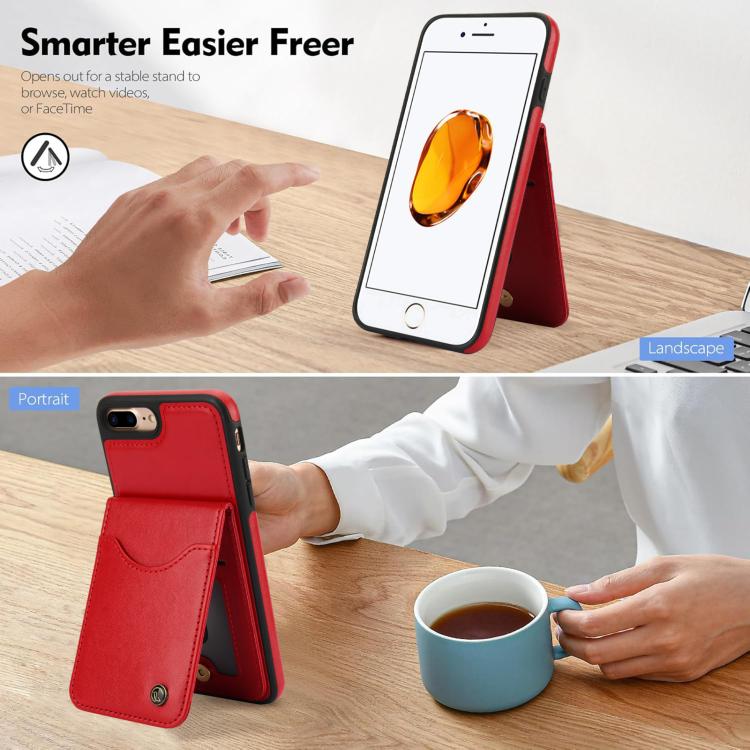 For iPhone 7 Plus / 8 Plus AwQuer Vertical Flip Card Bag Holder Leather Phone Case