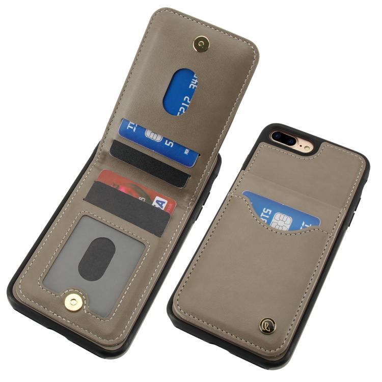 For iPhone 7 Plus / 8 Plus AwQuer Vertical Flip Card Bag Holder Leather Phone Case