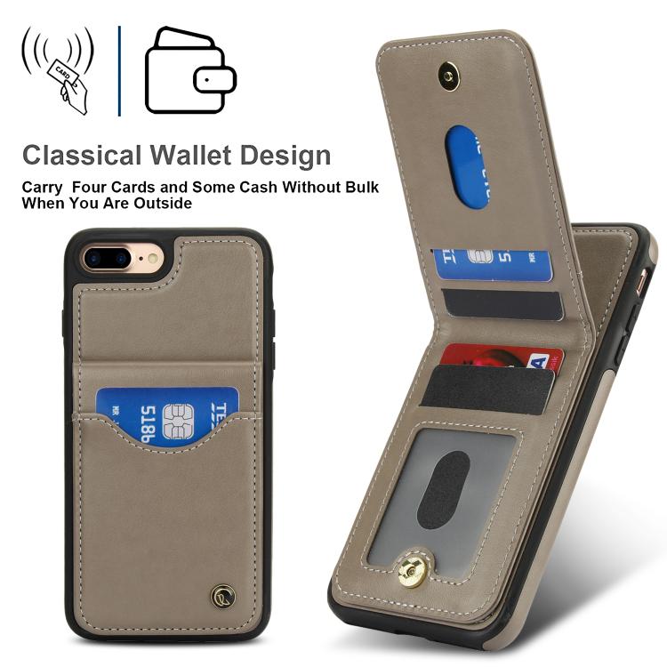 For iPhone 7 Plus / 8 Plus AwQuer Vertical Flip Card Bag Holder Leather Phone Case