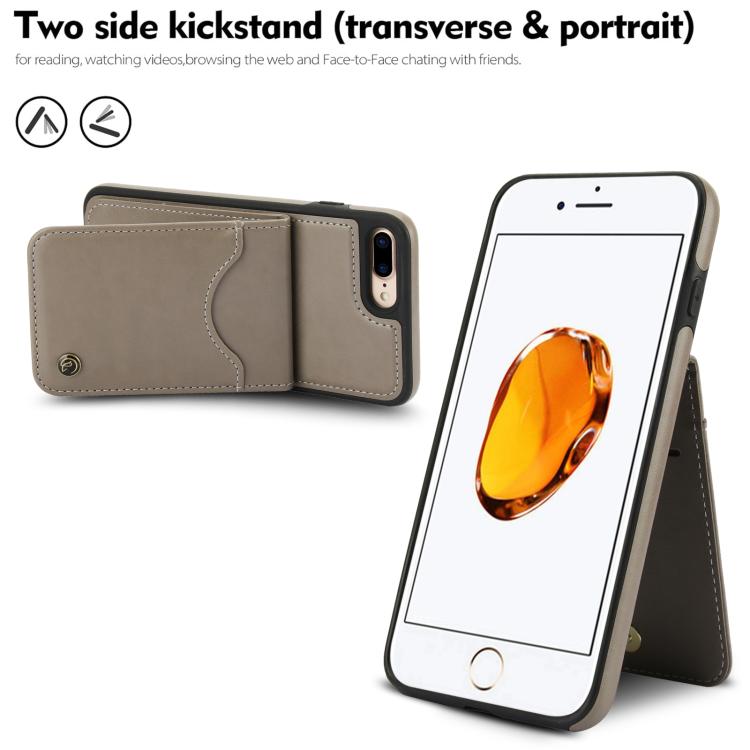 For iPhone 7 Plus / 8 Plus AwQuer Vertical Flip Card Bag Holder Leather Phone Case