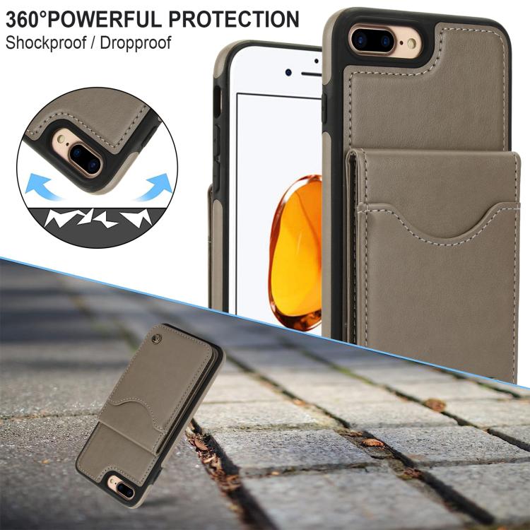 For iPhone 7 Plus / 8 Plus AwQuer Vertical Flip Card Bag Holder Leather Phone Case