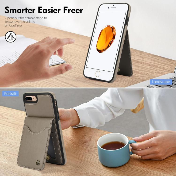 For iPhone 7 Plus / 8 Plus AwQuer Vertical Flip Card Bag Holder Leather Phone Case
