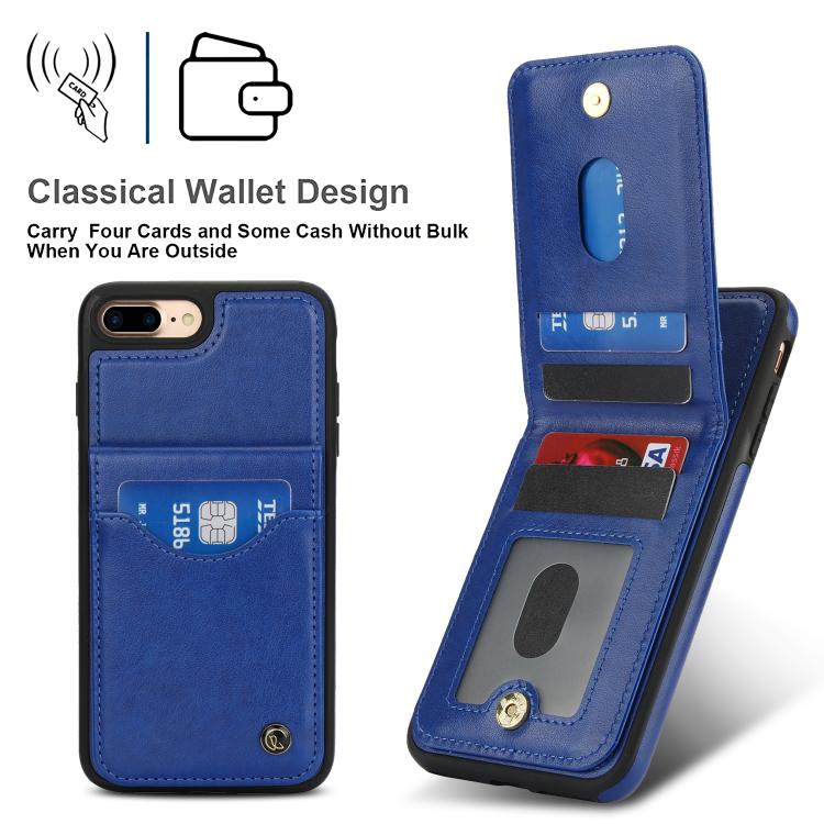 For iPhone 7 Plus / 8 Plus AwQuer Vertical Flip Card Bag Holder Leather Phone Case