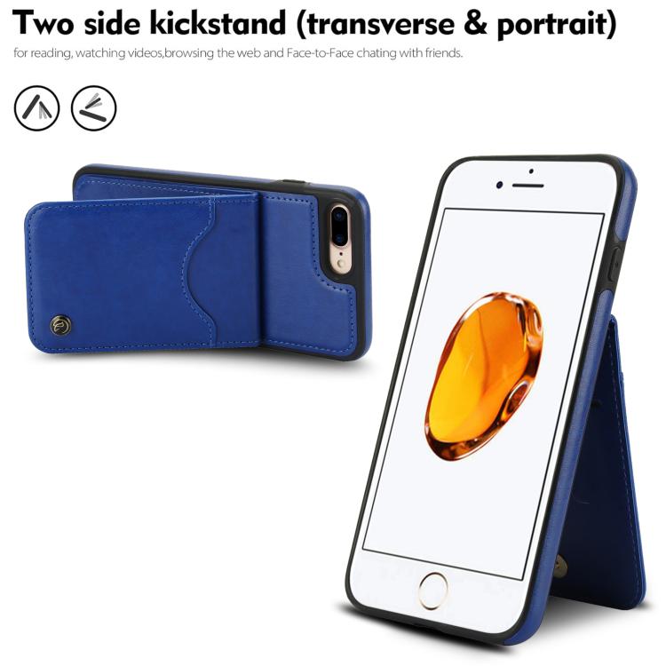 For iPhone 7 Plus / 8 Plus AwQuer Vertical Flip Card Bag Holder Leather Phone Case
