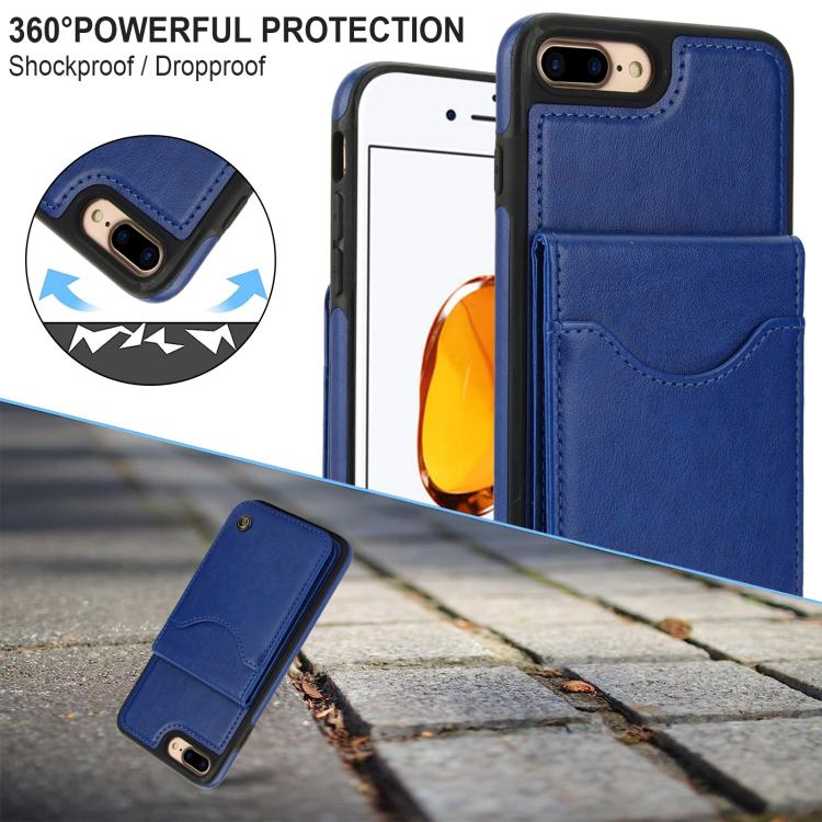 For iPhone 7 Plus / 8 Plus AwQuer Vertical Flip Card Bag Holder Leather Phone Case