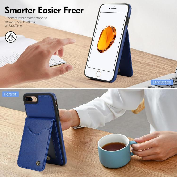 For iPhone 7 Plus / 8 Plus AwQuer Vertical Flip Card Bag Holder Leather Phone Case