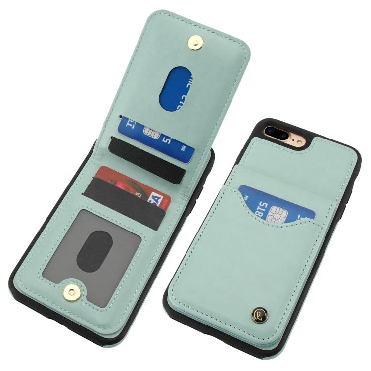For iPhone 7 Plus / 8 Plus AwQuer Vertical Flip Card Bag Holder Leather Phone Case