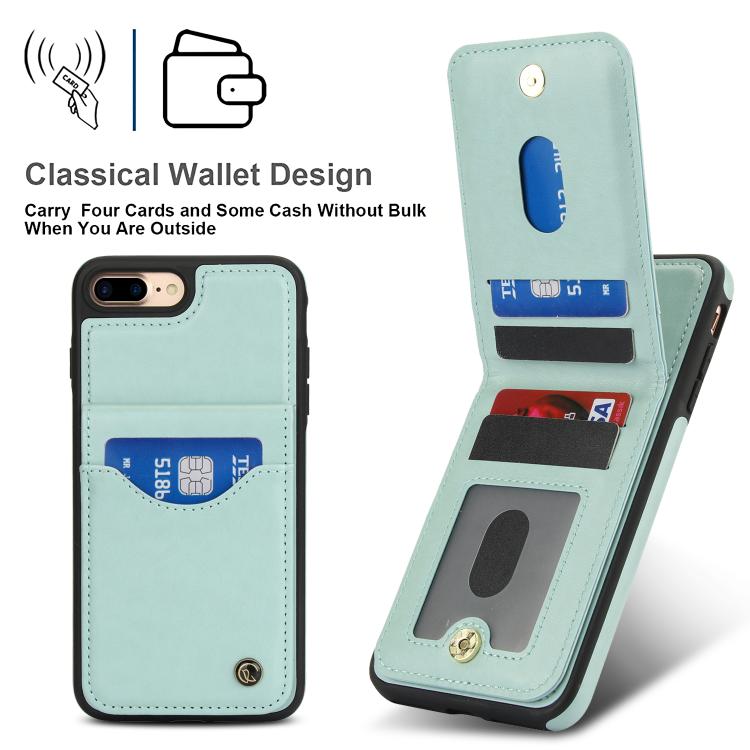 For iPhone 7 Plus / 8 Plus AwQuer Vertical Flip Card Bag Holder Leather Phone Case