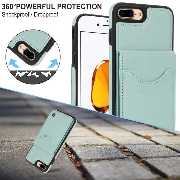 For iPhone 7 Plus / 8 Plus AwQuer Vertical Flip Card Bag Holder Leather Phone Case