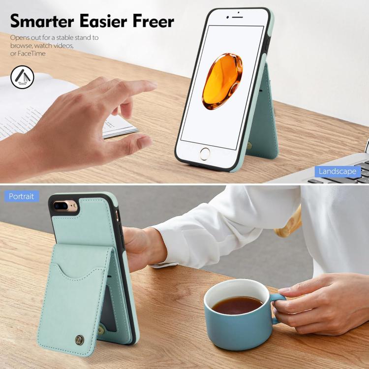 For iPhone 7 Plus / 8 Plus AwQuer Vertical Flip Card Bag Holder Leather Phone Case