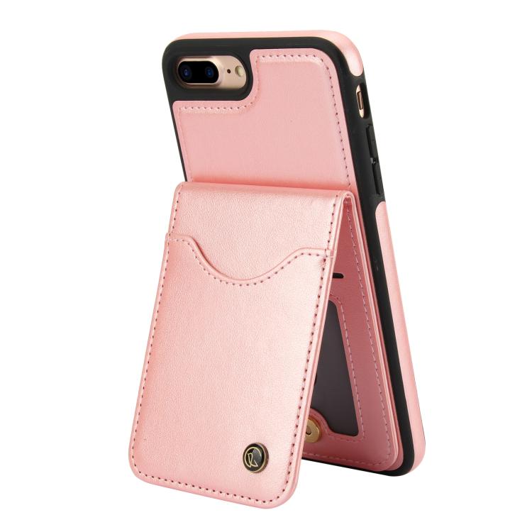 For iPhone 7 Plus / 8 Plus AwQuer Vertical Flip Card Bag Holder Leather Phone Case