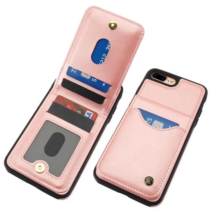 For iPhone 7 Plus / 8 Plus AwQuer Vertical Flip Card Bag Holder Leather Phone Case