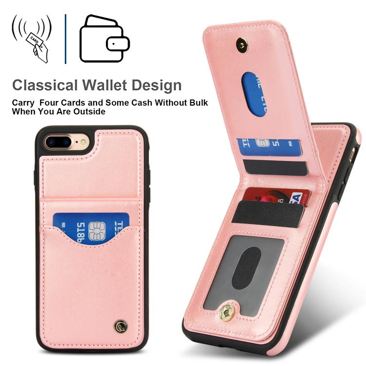 For iPhone 7 Plus / 8 Plus AwQuer Vertical Flip Card Bag Holder Leather Phone Case